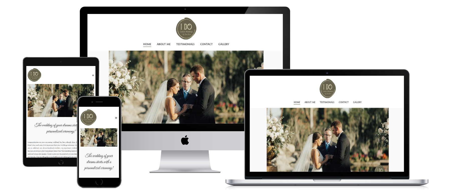 Tom Paris I Do wedding officiant site shown on multiple devices — responsive web design by KSL Graphics
