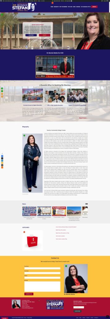 campaign website for Dr. Bonnie Stefan