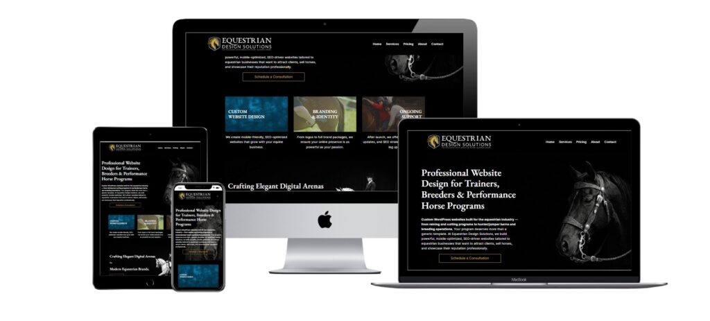 Equestrian Design Solutions website displayed on desktop and mobile devices