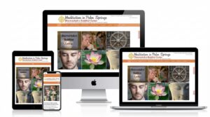 Meditation in Palm Springs website homepage — wellness and event design by KSL Graphics